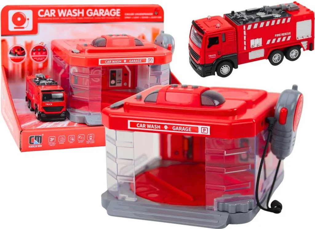 Camion de pompier à eau sonore et lumineux avec micro haut-parleur