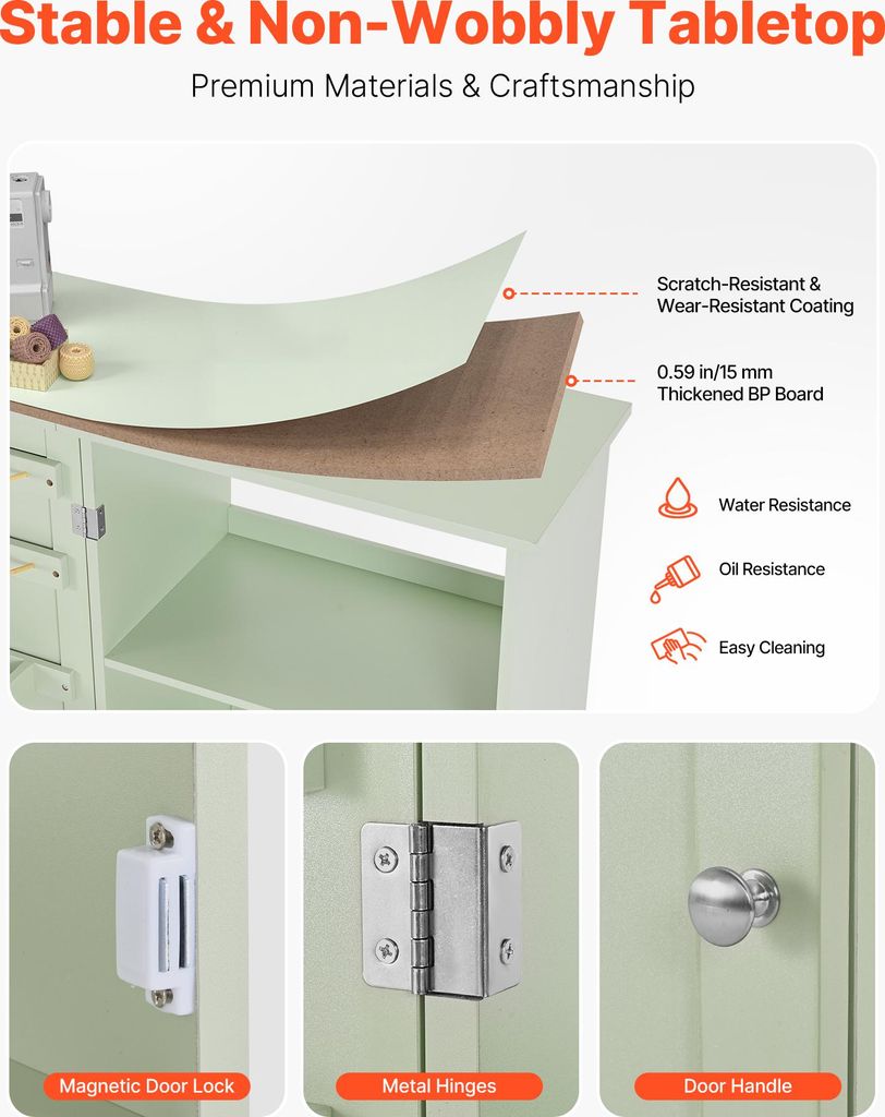 SucceBuy Klappbarer N?htisch mit praktischem Design, Ablagef?chern, Holzklammern und magnetischem Tš¹rverschluss, vielseitig einsetzbar fš¹r Mo...