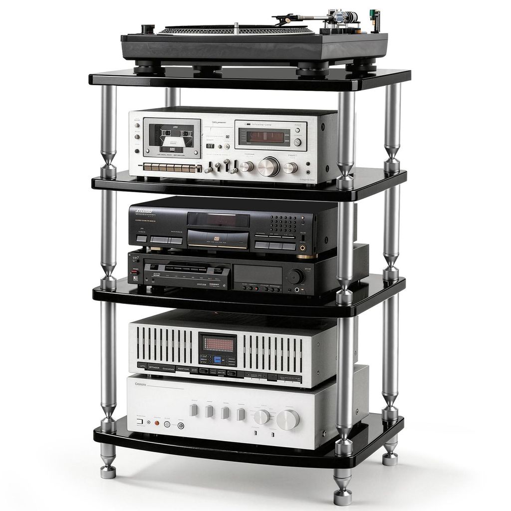 4 Etagen HiFi-Rack AV-Regal Medienregal mit Verstellbaren Produktbild 