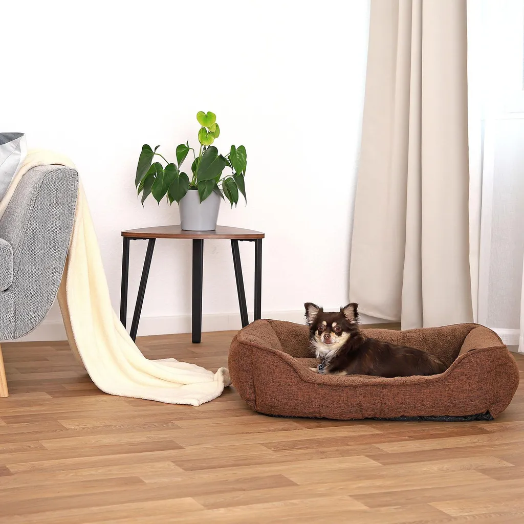 Divano per Cani Lionto 75x60 cm - Letto Sfoderabile e Antiscivolo Marrone - 3