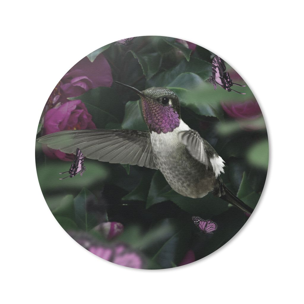 MuchoWow Mauspad Mousepad Kolibri - Lila - Grün 20x20 cm - Mousepads - Maus Mat - Pad - Mausunterlage - Schreibtischmatte