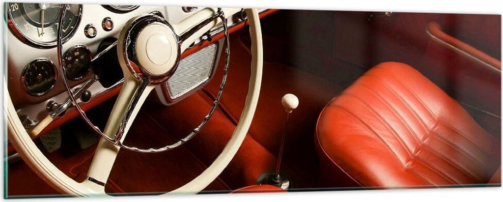 Bilder auf glas - Auto Innenraum Klassisch - 90x30cm - Glasbilder - Wandbilder - Kunstdruck - zum Aufhängen bereit - Wanddekoration aus Glas - Gla...