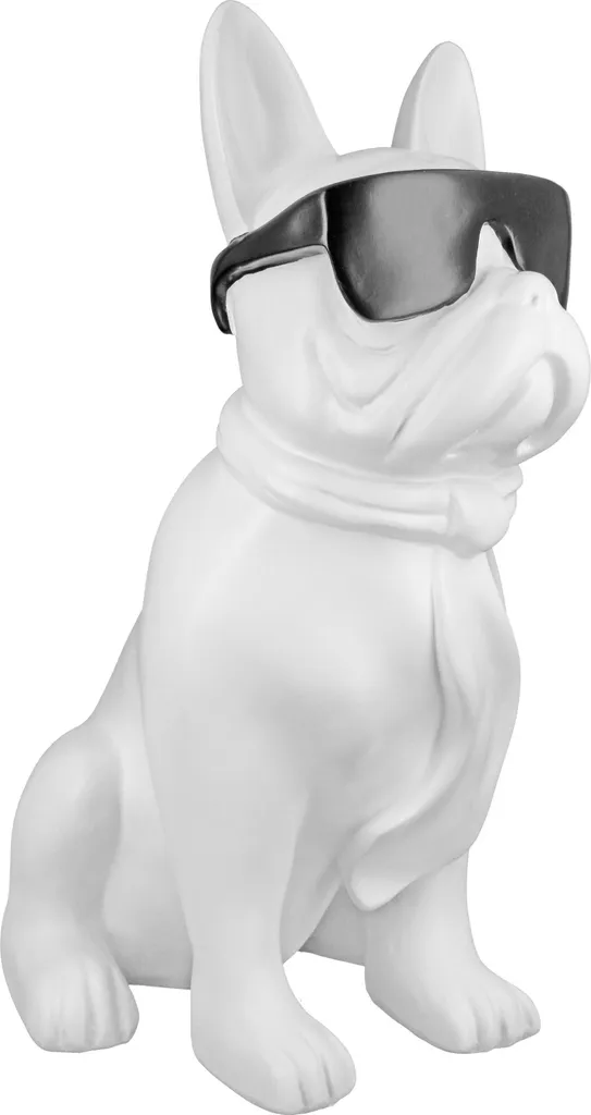 Figurine Décorative Bouledogue Blanc Gilde - Sculpture Design 35cm