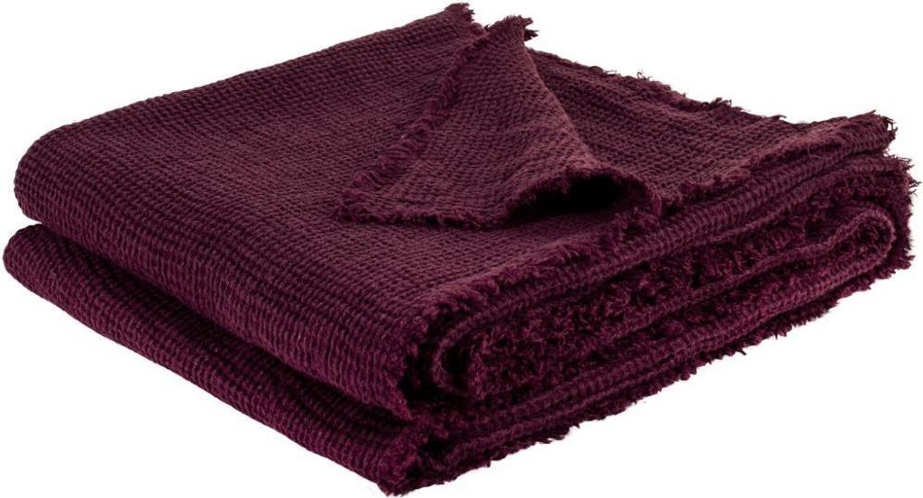 Zoeppritz Leinen-Plaid Honeybee Farbe oxblood Größe 170x230