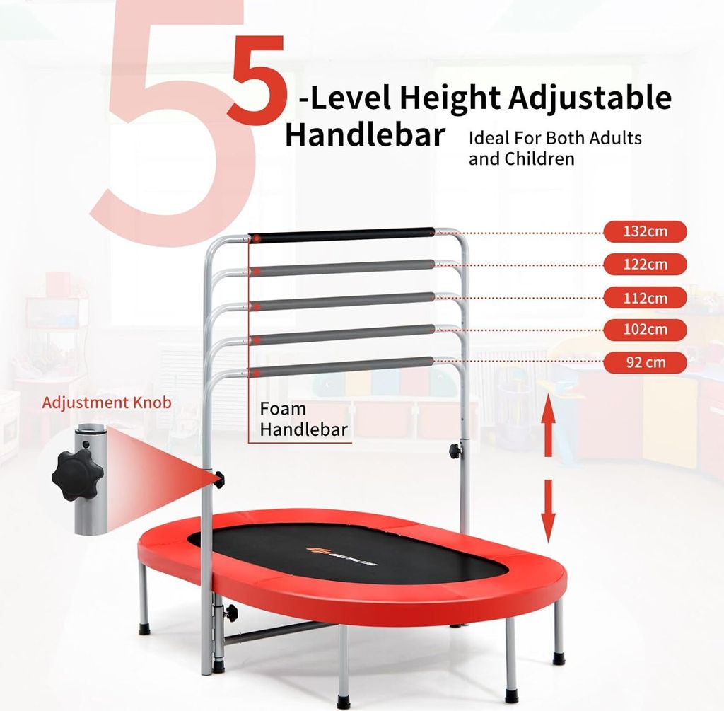KOMFOTTEU Skladacia trampolína pre 2 osoby, oválna fitness Obrázok produktu 4