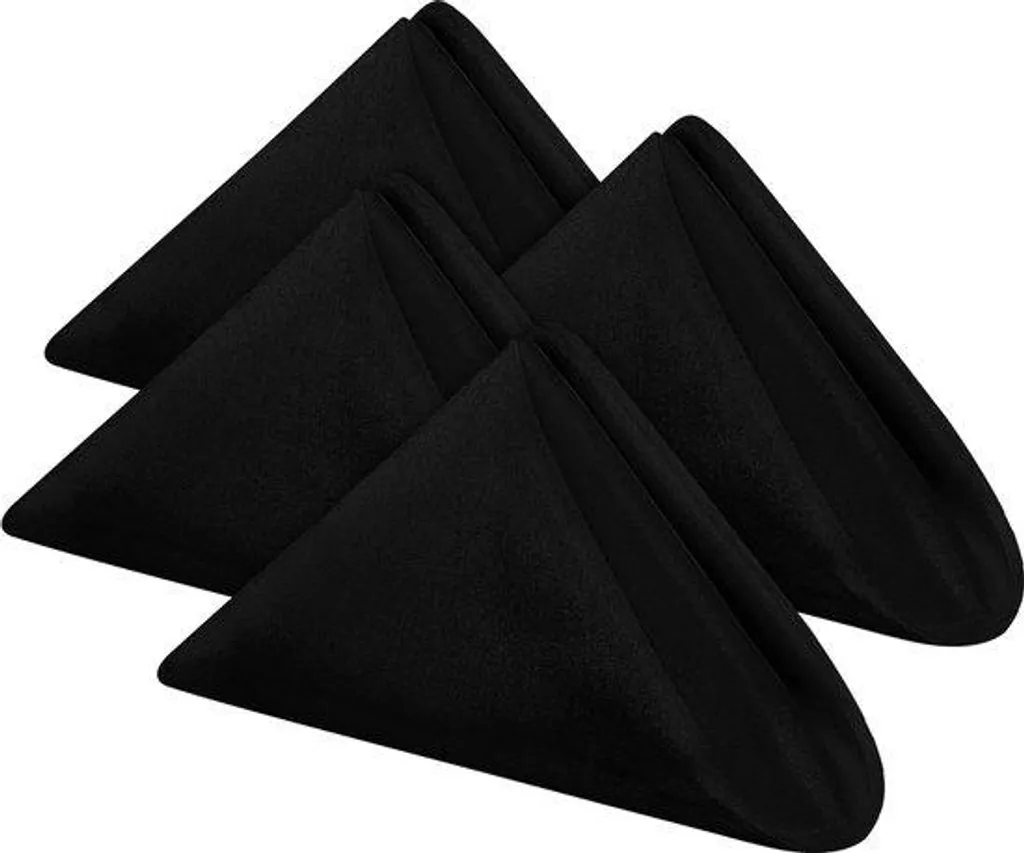 Serviettes de table lavables noires 43x43 cm 100% polyester lot de 12