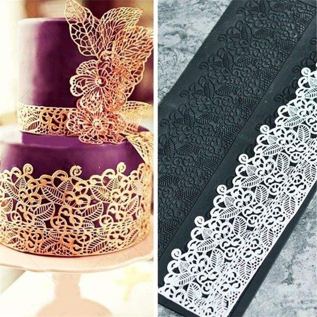 Silikon-Kuchen-Backform - Fondant-Form mit Kantenmat, Deko-Mat für Patisserie-Backformen, 40 x 20 cm, Schwarz, mittlere Größe.