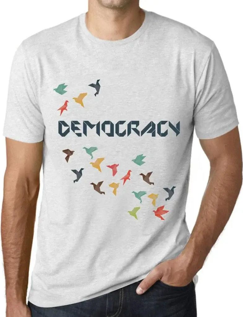 Herren Grafik T-Shirt Origami-Demokratie – Origami Democracy – Öko-Verantwortlich Vintage Jahrgang Kurzarm Lustige Druck Geburtstag Geschenk Mann