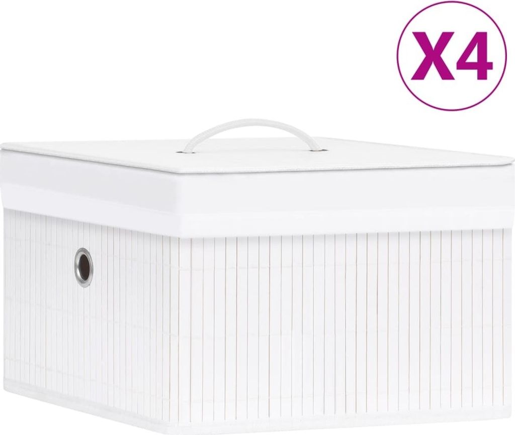 Bambus Aufbewahrungsboxen 4 Stk. Weiß