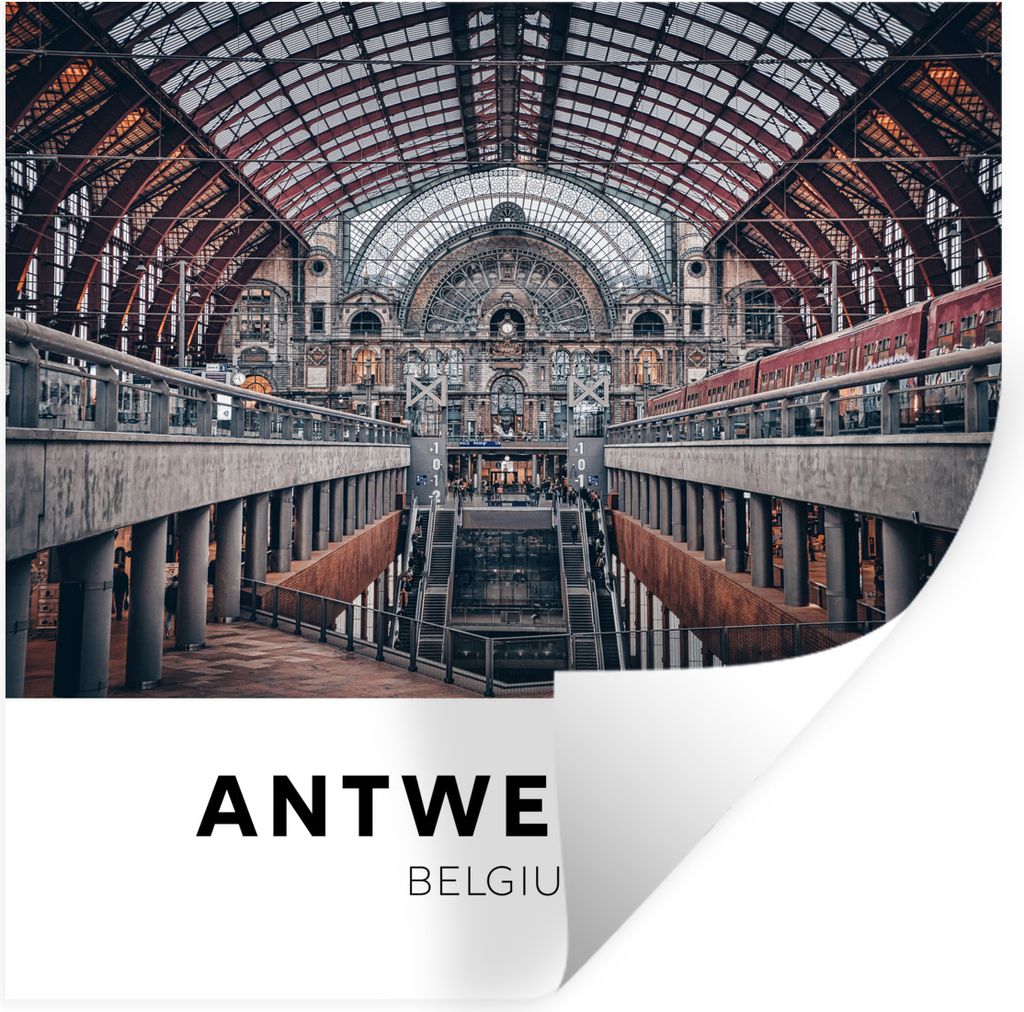 MuchoWow Wandtattoo Wandsticker Wandaufkleber Antwerpen - Belgien - Bahnhof 30x30 cm Selbstklebend und Repositionierbar - Repositionierbar - Wass...