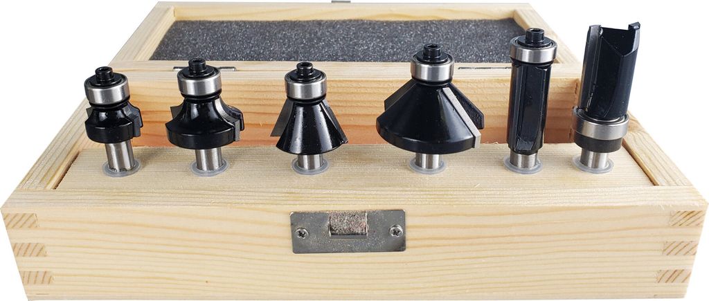 STIER Rand- und Kantenfräser Set, 6-teilig, 8 mm Schaft, Oberfräsen Fräser Set, Fräser für Oberfräse