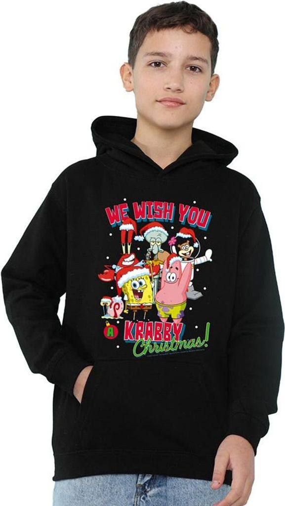SpongeBob SquarePants - "Crabby Christmas" Hoodie zum Überziehen für Kinder TV25519 (152-158) (Schwarz)