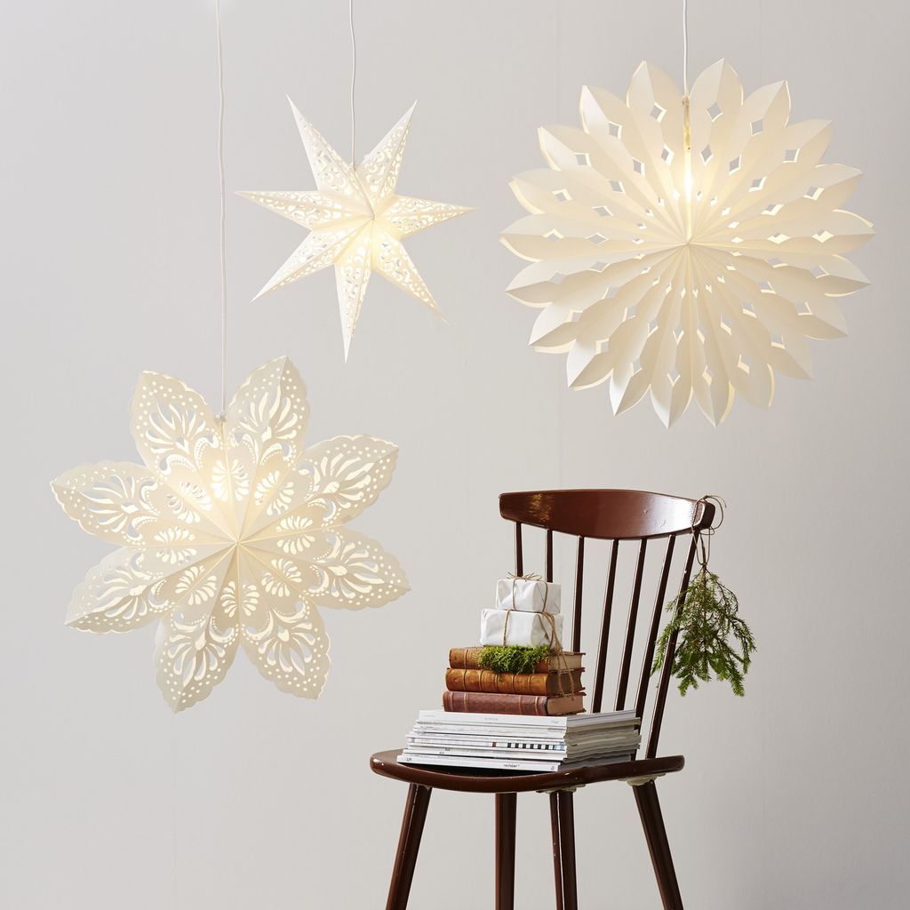 Star Papierstern-Lace, 7-zackig, Weiß, 1,7 X 7,8 Cm – Deko-Stern Für Lampen Oder Geschenke