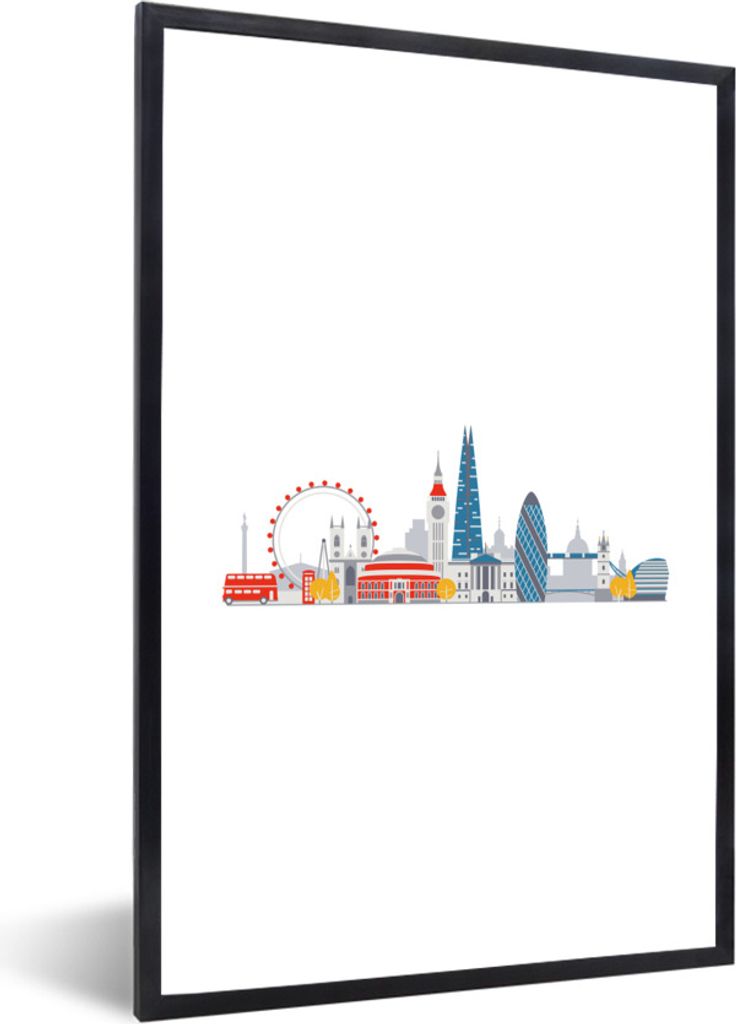 MuchoWow Gerahmtes Poster London - Skyline - England 40x60 cm - Poster mit Schwarzem Bilderrahmen Wandposter Rahmen Foto Bilder - Papierdruck - W...