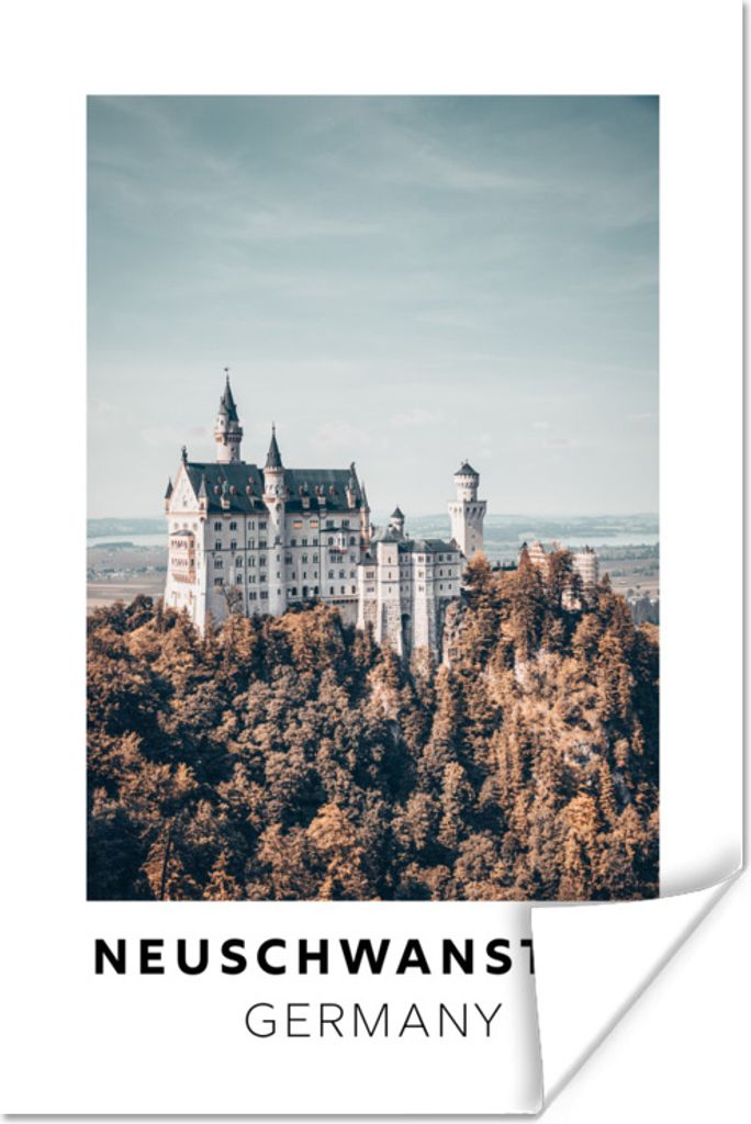 MuchoWow Poster Deutschland - Schloss - Wald 120x180 cm - Kunstposter