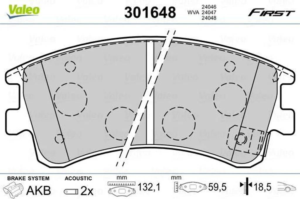 Plaquettes de Frein à Disque Valeo 301648 Qualité OE pour Berline 6