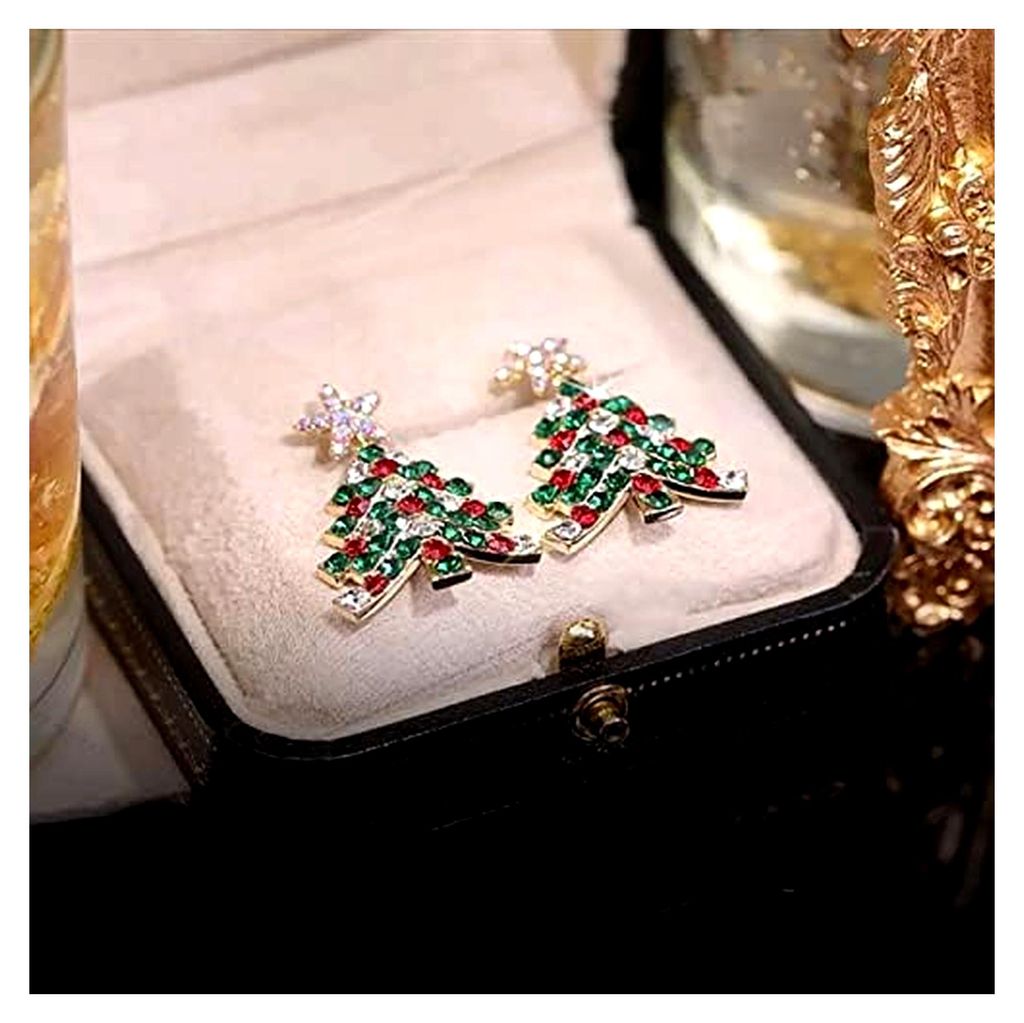 Ohrringe zu Weihnachten, Weihnachtsdekoration, Hängende Weihnachtsohrringe, Damenohrringe, Ornamente in Form von Weihnachtsbaum, Schneemann und Sc...