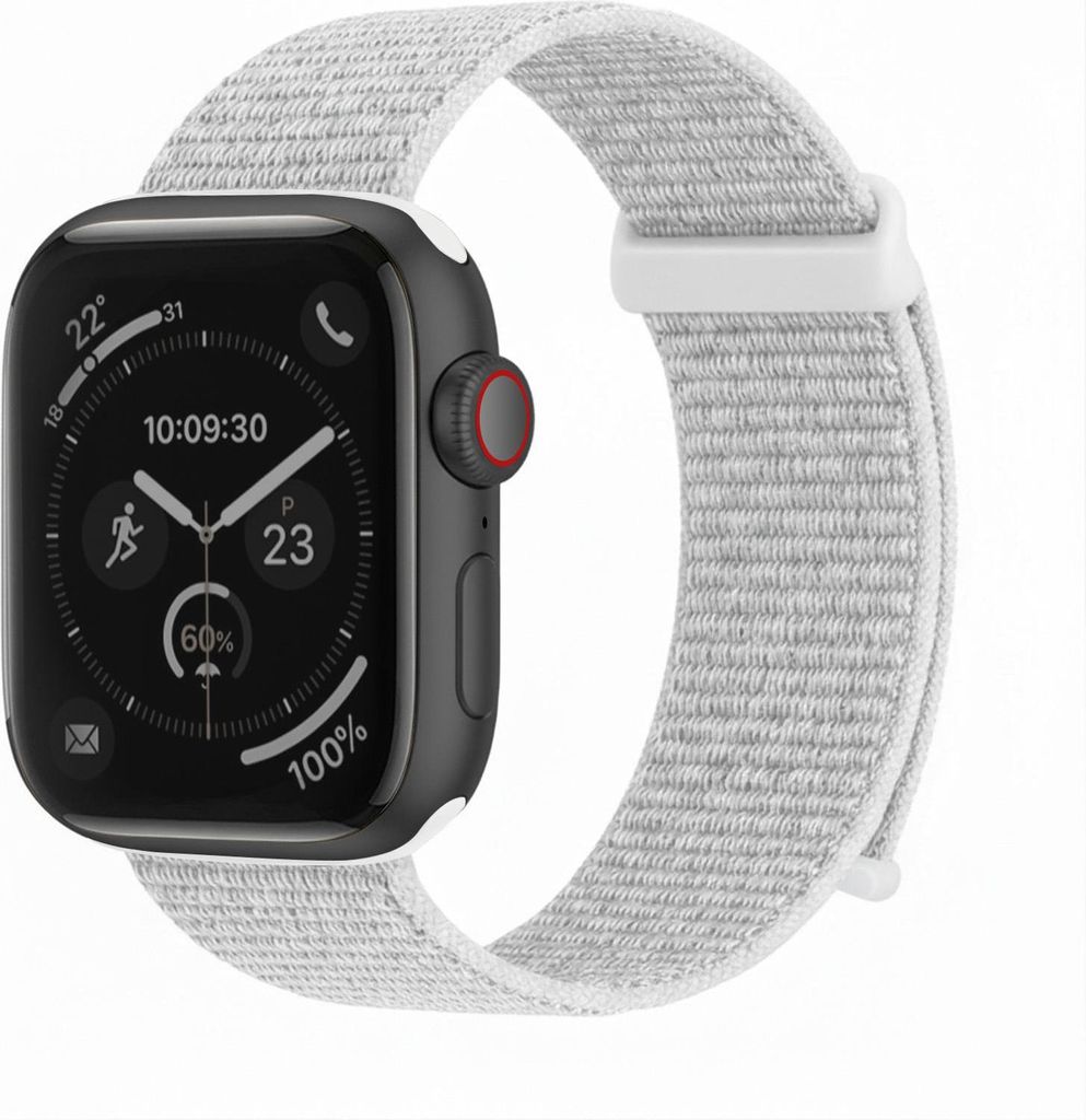 Smartwatch Armband für Apple Watch Series 5 44mm Nylon Textil Band Ersatzband Wechselband Klettverschluss flexibel atmungsaktiv Weiß