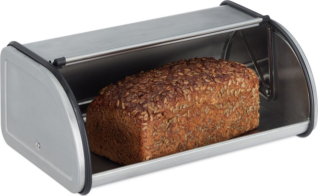 Relaxdays Brotkasten Edelstahl, Kleine Brotbox, Brot frisch Produktbild 