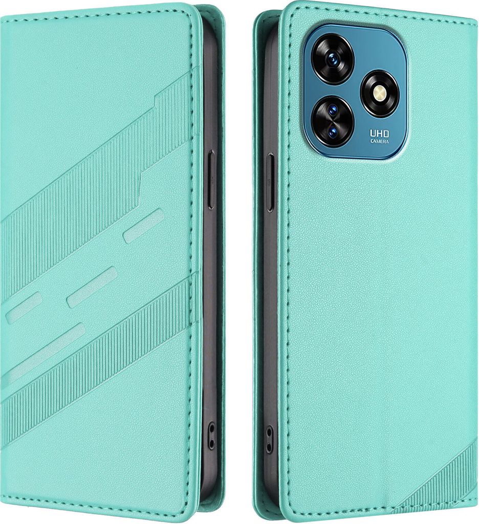 Hülle für Oukitel C51, Kunstleder Brieftaschen Handyhülle mit Kartenfach und Standfunktion Türkis