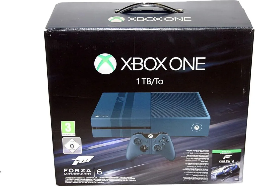 Microsoft Xbox One 1TB + Forza Motorsport 6, Xbox One, Schwarz, Blau, 8192 MB, DDR3, AMD Radeon, HDD