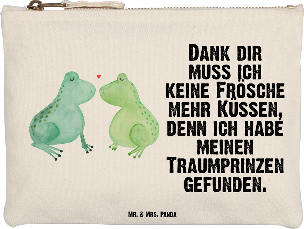 Mr. & Mrs. Panda kosmetiktäschchen Frosch Liebe Größe M - Weiß - Geschenk, Hochzeitstag, Kulturbeutel, Freundin, Kulturtasche, Küssen, Mäppch...