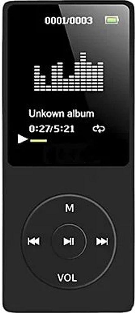 AIORBER MP3 MP4 Musik-Player für Kinder, 16GB Speicher, 1,8 Zoll Farbdisplay, integrierter Lautsprecher, Schnellladung, tragbar,MP3-Player,Schwarz