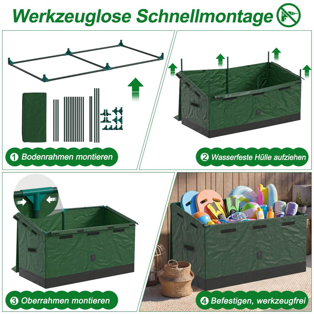XMTECH Auflagenbox Garten 530L – Wasserdichte