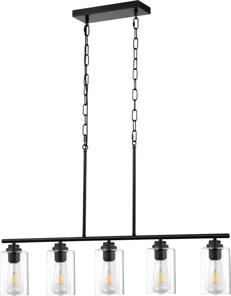 Suspension 5 lumières E27 pour îlot cuisine éclairage réglable 60W
