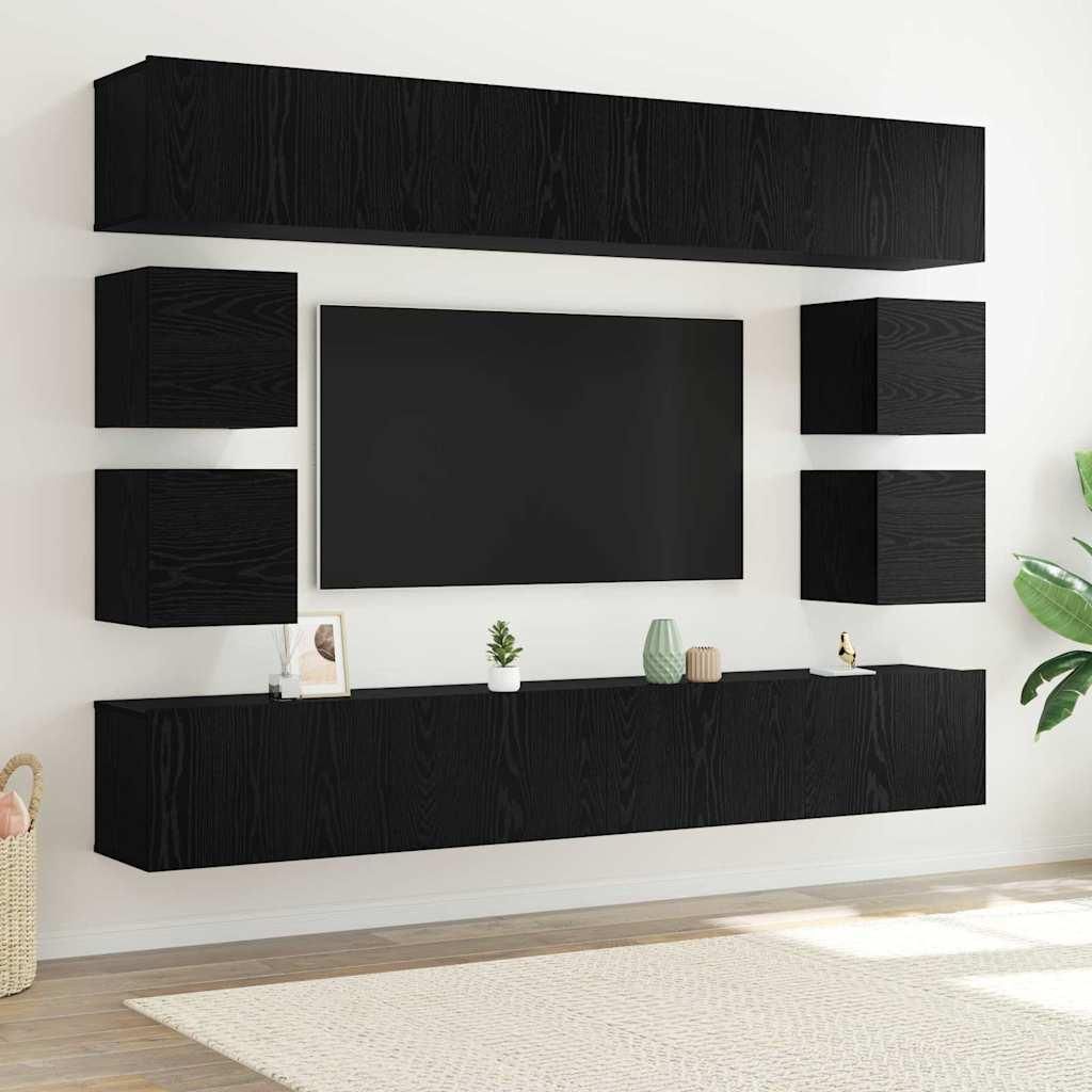 Maison Exclusive - TV-Schrankset 8 pcs Schwarz Eichen-Optik Holzwerkstoff
