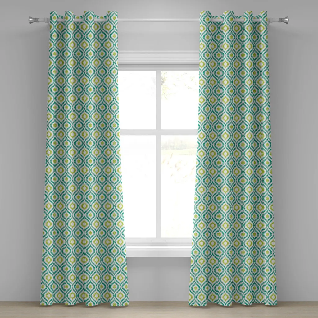 ABAKUHAUS Tenda 280x245 cm con Occhielli - Design Etnico Ikat Verde