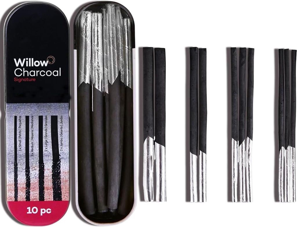 10 Stück Zeichenkohle Set - Professionelle Skizzierstifte für Kunstdesign, Skizzieren, Malen und Entwerfen. Must-Have Zeichenstifte Professionell...