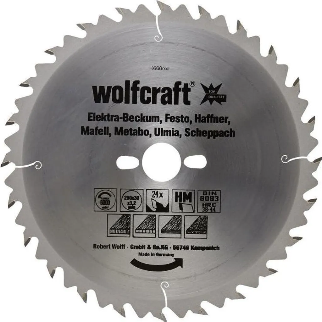 Lames de scies circulaires de table HM DIN 8083 pour menuiserie de précision