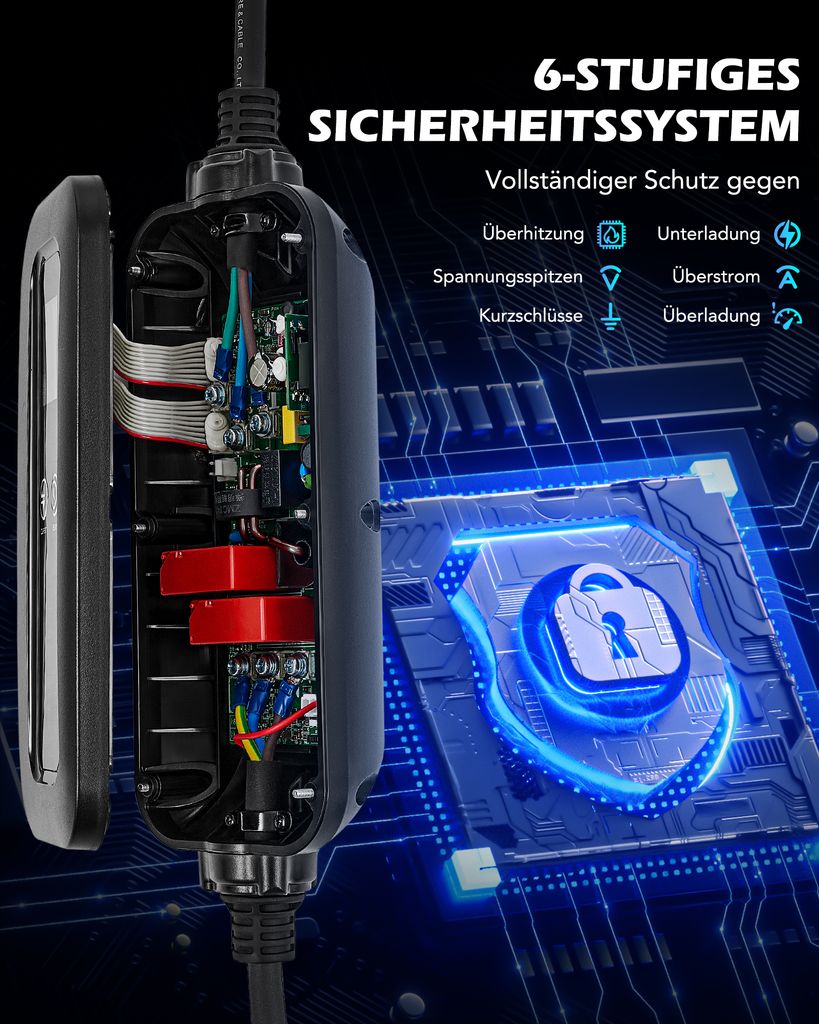 6/8/10/13/16 A Typ 2 Schnell EV Ladekabel 7 Meter Ladegerät Produktbild 2