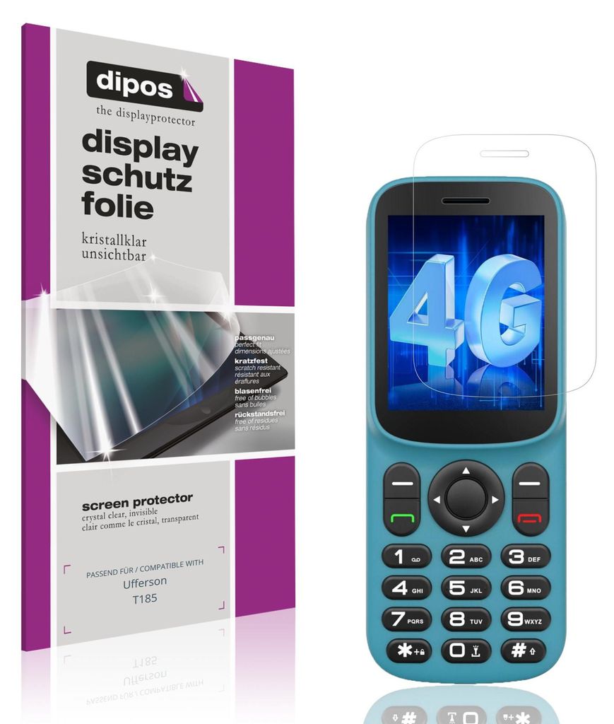 4x Schutzfolie für Ufferson T185 klar Displayschutzfolie Folie Display Schutz dipos