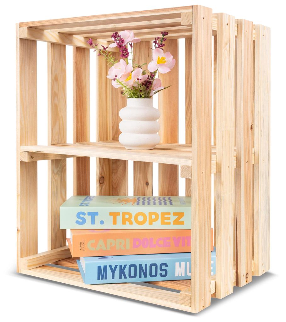 Creative Deco Natuurlijke Houten Kist met Plank, 50 x 40 x Productafbeelding 