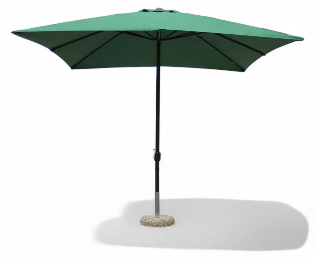 Parasol carré vert 3x3m avec mât pivotant métal et toile polyester robuste