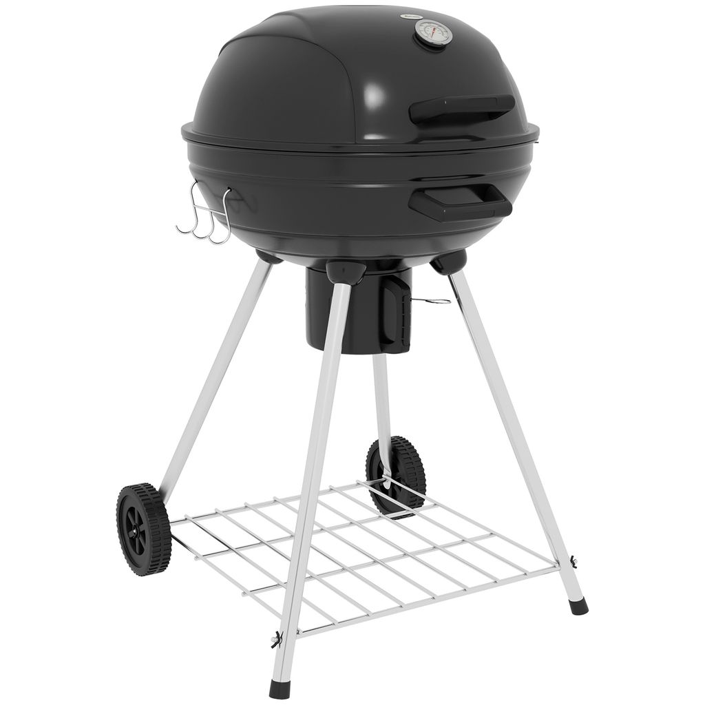 A black charcoal grill on a white background.
