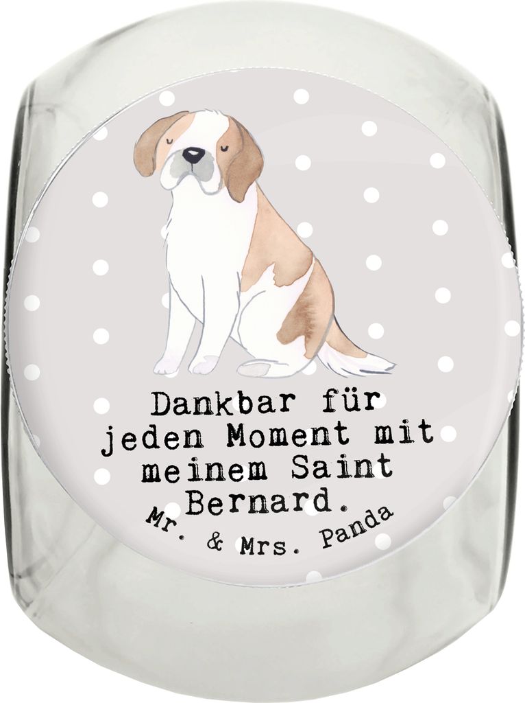 Mr. & Mrs. Panda Dose Saint Bernard Moment L 870ml - Grau Pastell - Geschenk, schraubglas, Keksdose, Chien Du Saint-Bernard, Dog, Vorratsbehälter,...