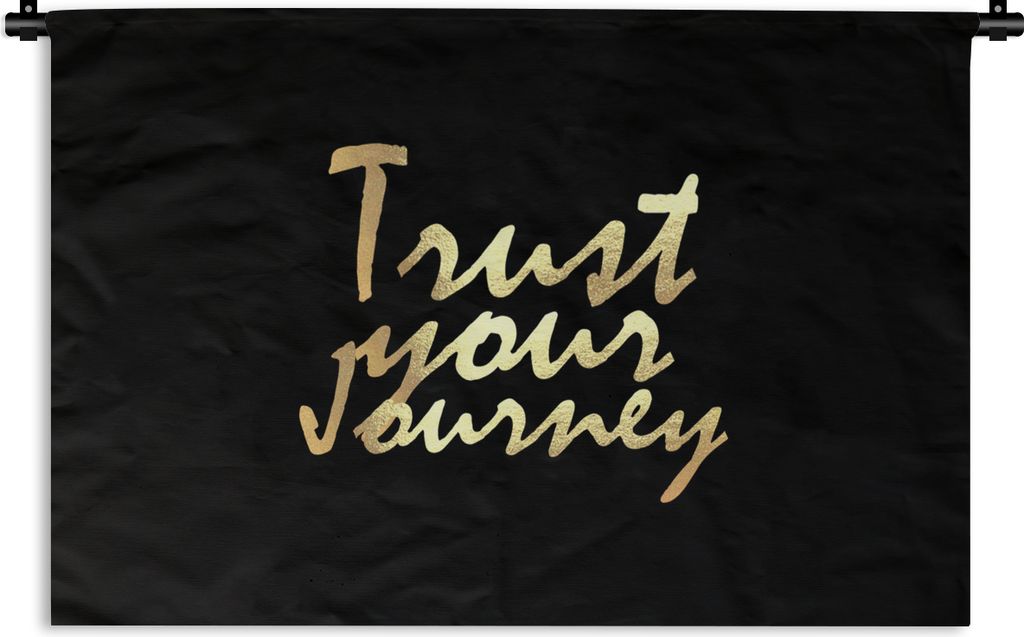 MuchoWow Wandteppich Wandbehang Zitate - Reisen - Schwarz - Gold 60x40 cm Tapisserie Dekoration Wandtuch - Wanddekorationen