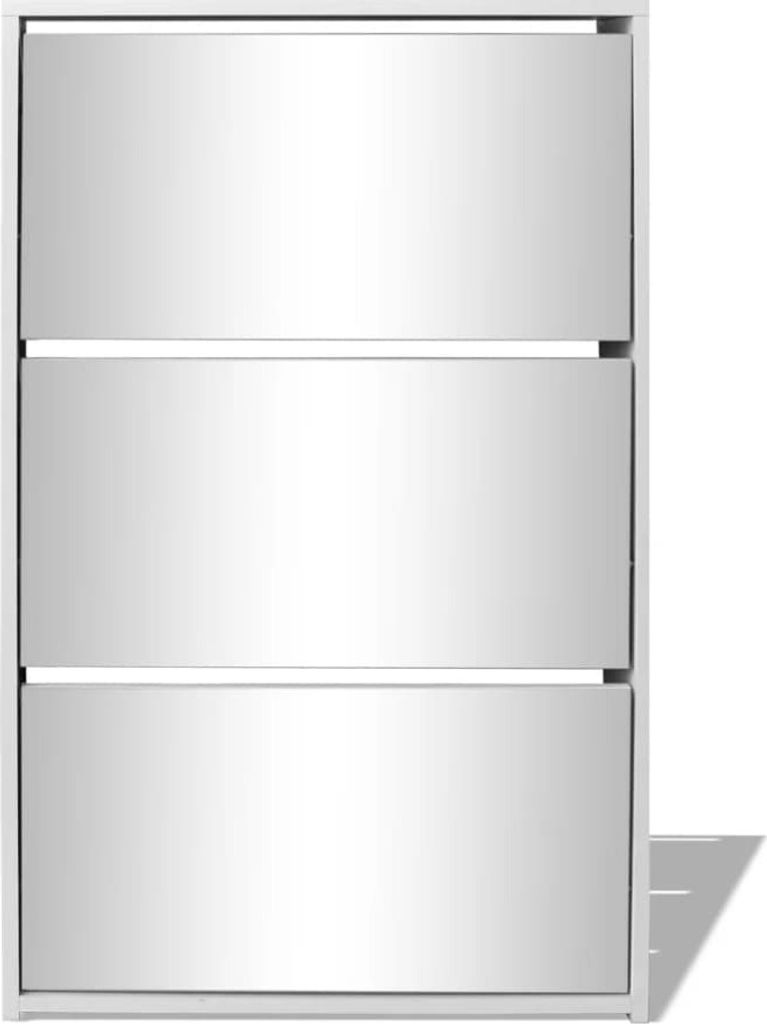 "2026 Aktion"Schuhschrank/Flurschuhregal Skandinavisch - Schuhkommode - mit 3 Fächern Spiegel Weiß 63x17x102,5 cm DEMöbel 5142608