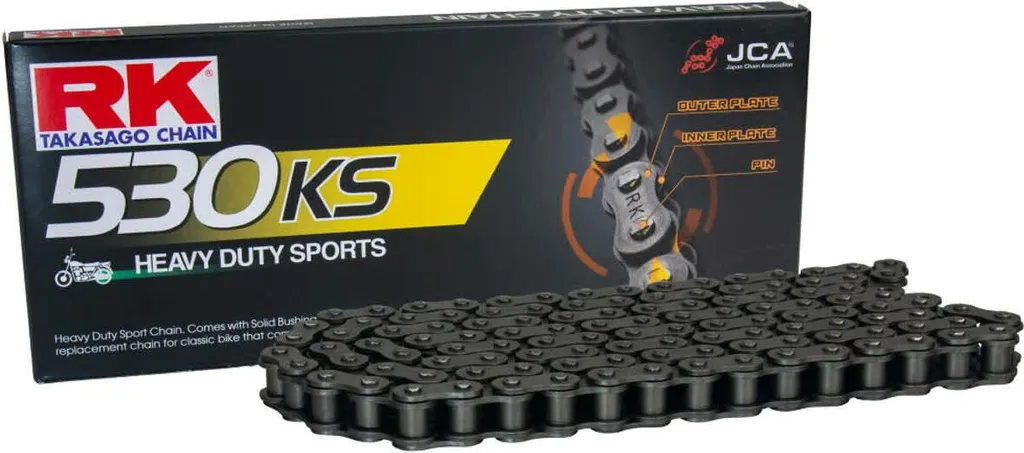 Chaîne de transmission 530 RK KS ouverte grise en 104 maillons