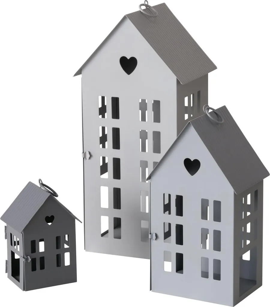 Lanterna a Casetta ALAMO Nera in Metallo 13-35cm | Arredo Interno