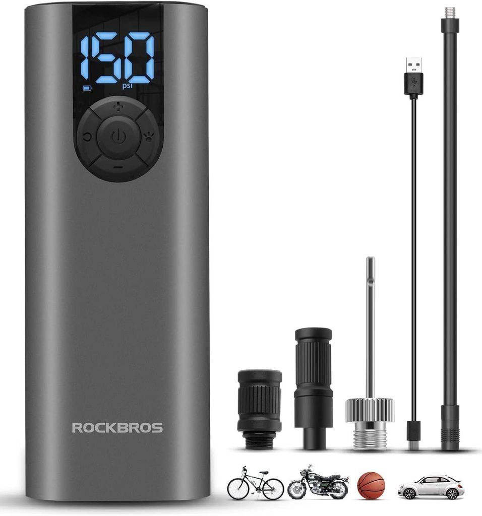 ROCKBROS Fahrradpumpe Elektrisch Akku Luftpumpe 2600mAh, Produktbild 