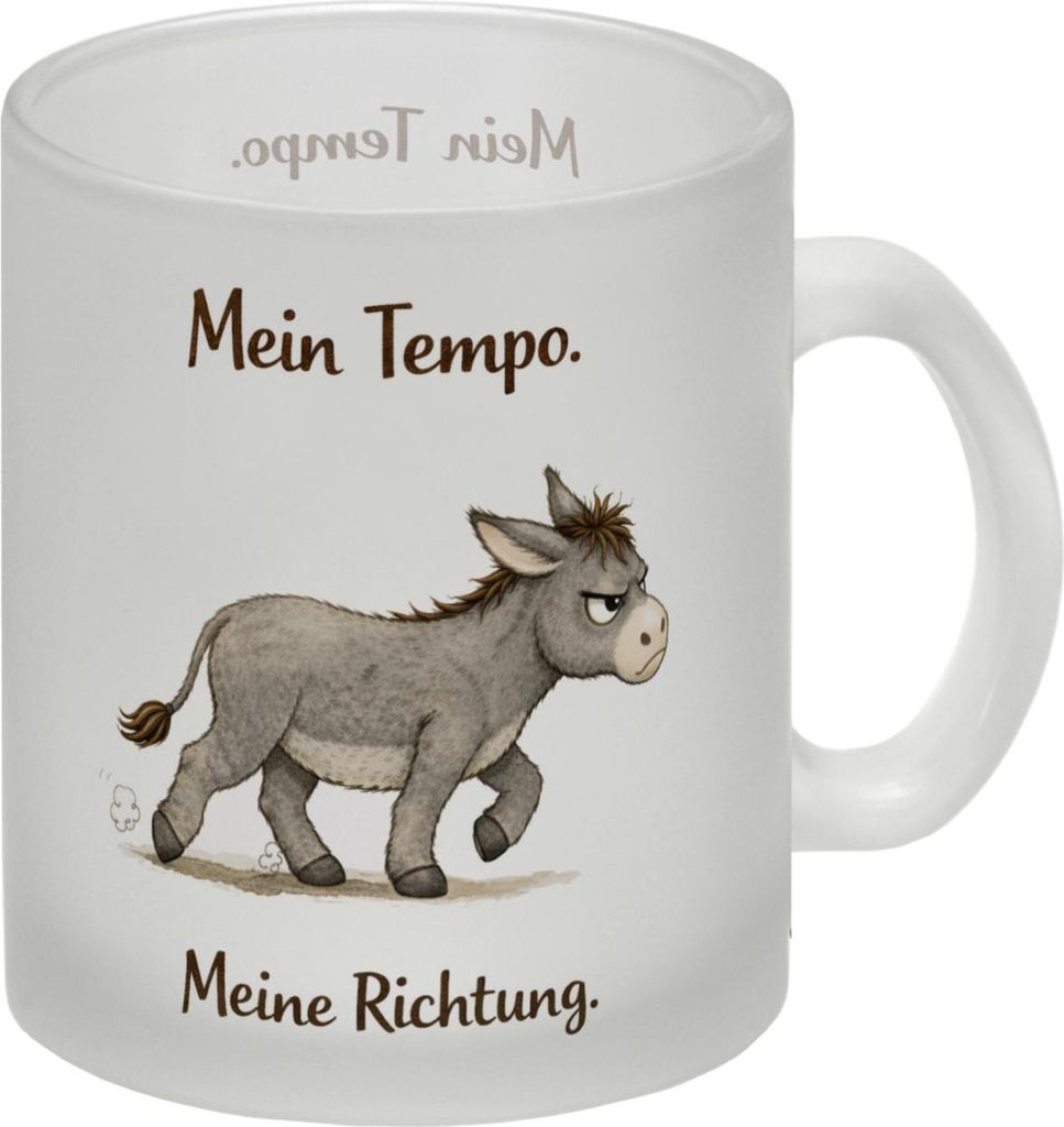 Eddi Esel Mein Tempo Meine Richtung Glas Tasse für Tierfans