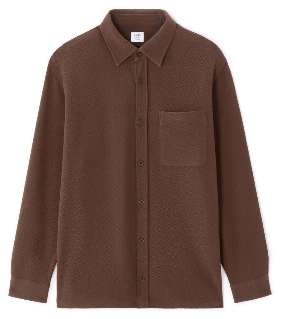 Celio Overshirt Naseerset Braun Größe S aus Polyester-Viskose-Elasthan-Mix