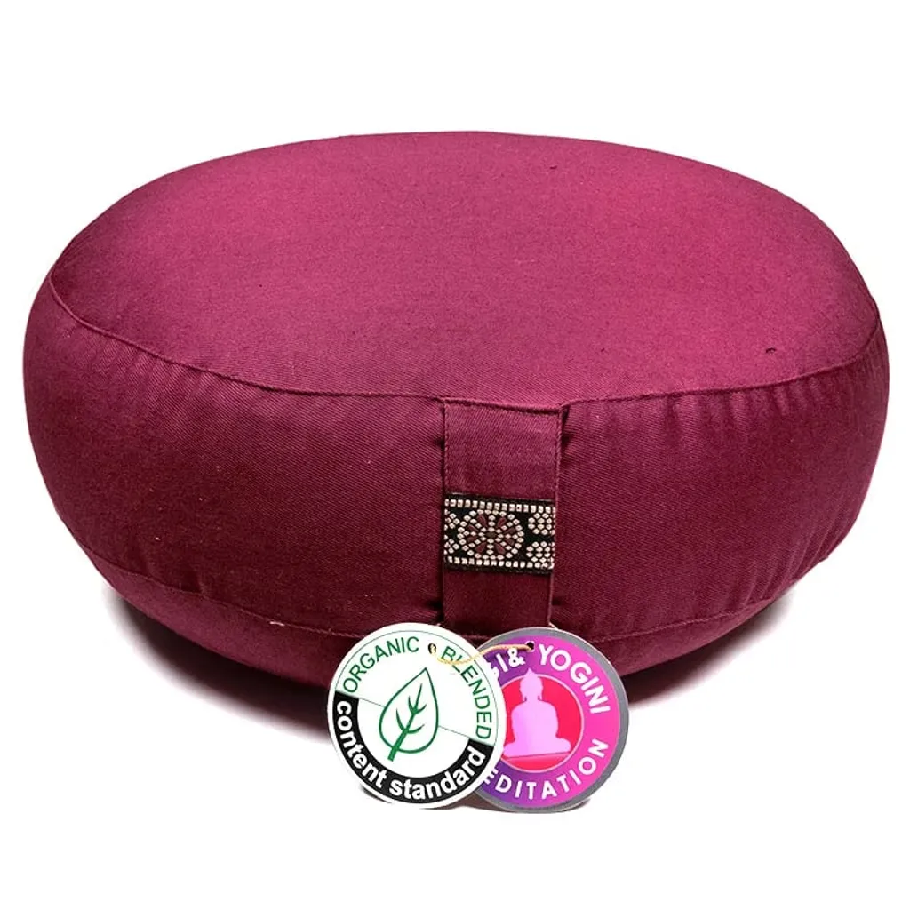 Coussin de Méditation Inférieur Aubergine en Coton Bio OCS 33x12cm 2200g