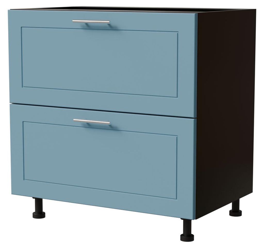 Schubladenunterschrank BARI 80x82cm Innenschublade Farbe wählbar BA-D2A/80/1A,RAL 5024 pastellblau matt,schwarz