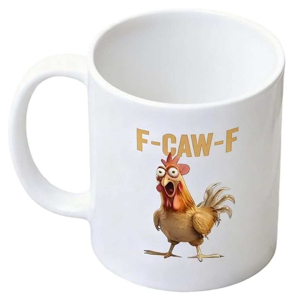 F-Caw-F Hahn-Becher, Keramik-Hühner-Kaffeebecher, lustiges Hühnerbecher-Geschenk für Männer und Frauen, Landhaus-Heimküchen-Bar-Dekoration