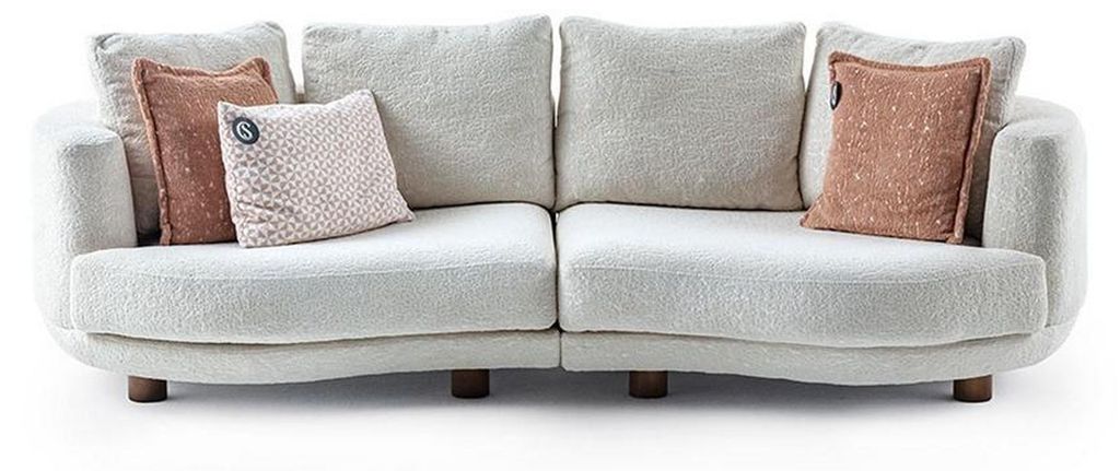 Designer Modern Wohnzimmer 3-Sitzer Sofa Weiß Einfarbig Luxus Stil Stoffsofa